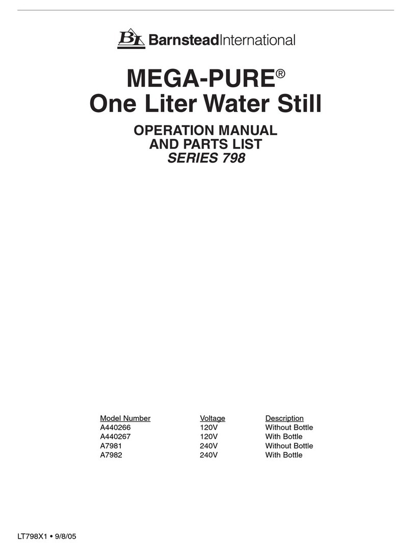 Barnstead Mega-Pure Series 798 Operation manual and parts list