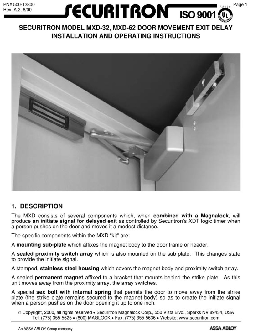 Securitron MXD-62 Installation and operating instructions Securitron MXD-62 Installation and operating instructions