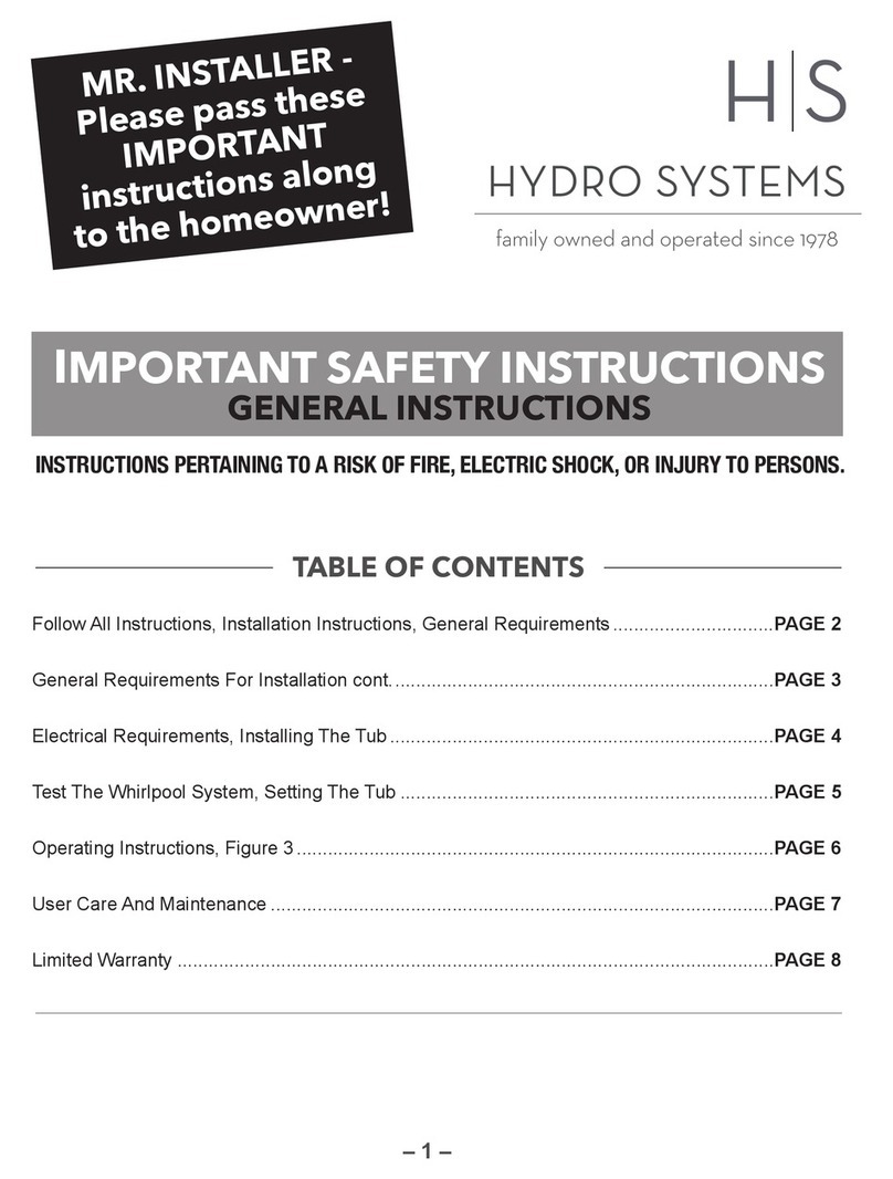 Hydro systems Designer Series Safety instructions