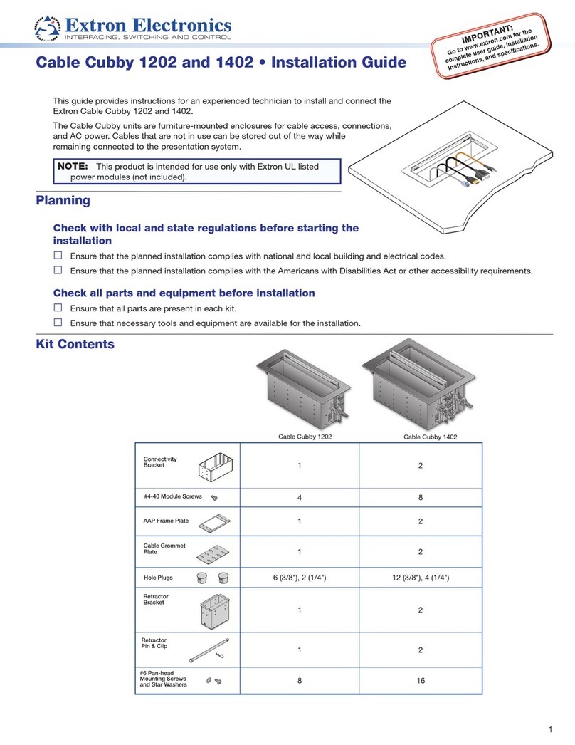 Extron electronics Cable Cubby 1202 User manual
