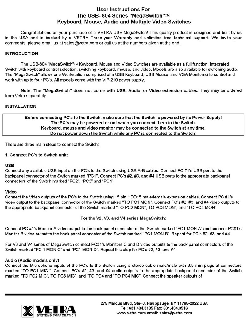 Vetra Systems USB-804-KM User instructions