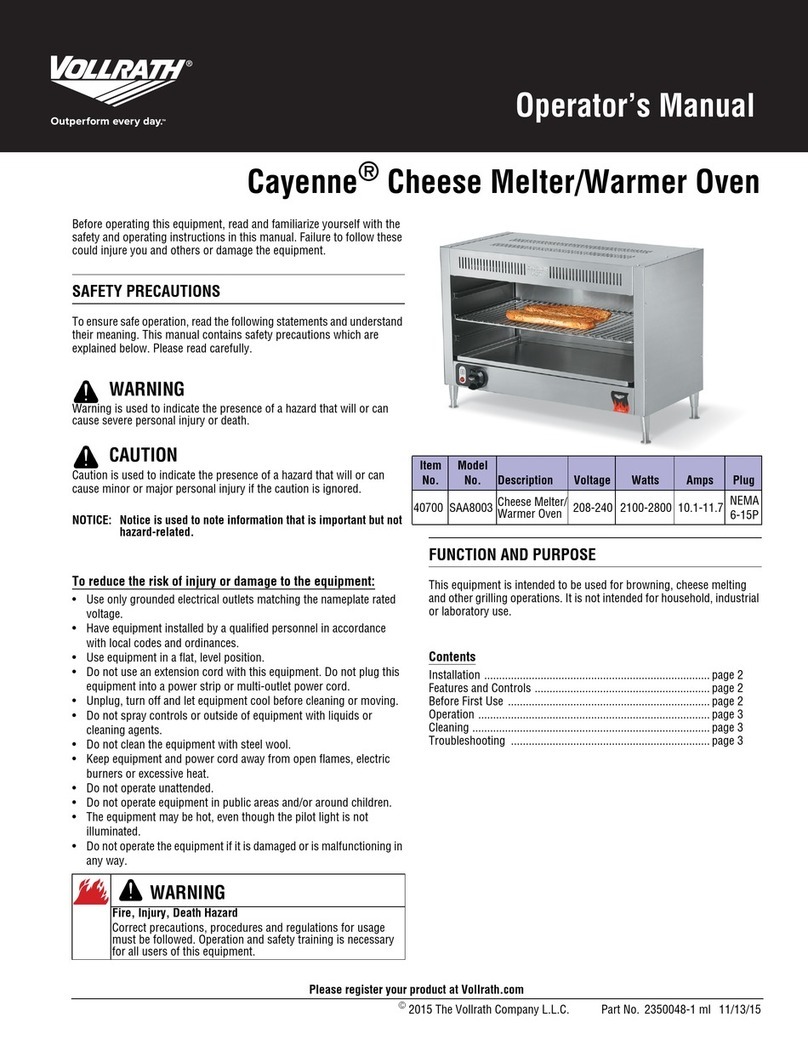 Vollrath Cayenne SAA8003 Operator's manual