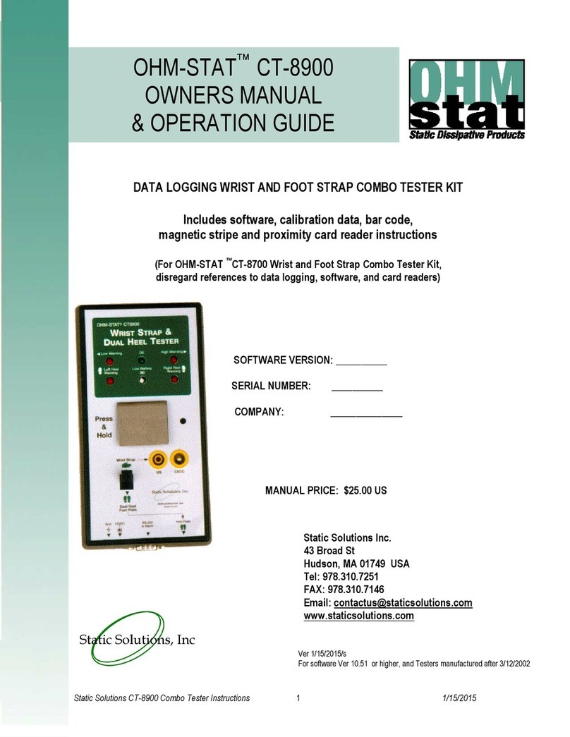 Static Solutions OHM-STAT CT-8900 Owners manual and operation guide