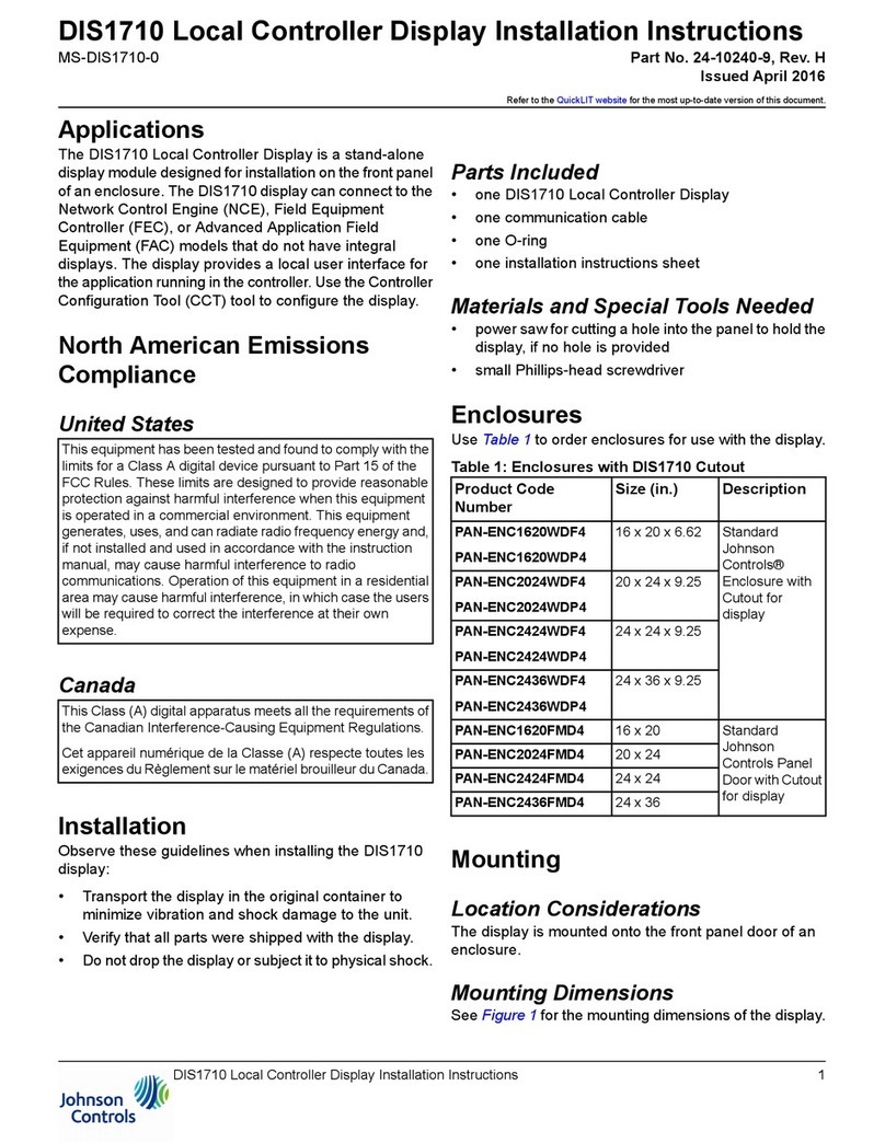 Johnson Controls DIS1710 User manual