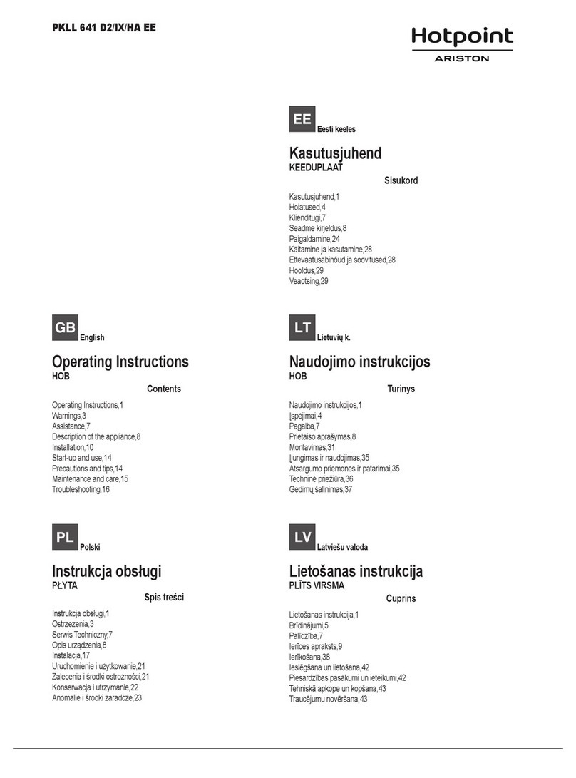 Hotpoint Ariston PKLL 641 D2/IX/HA EE operating instructions Hotpoint Ariston PKLL 641 D2/IX/HA EE operating instructions