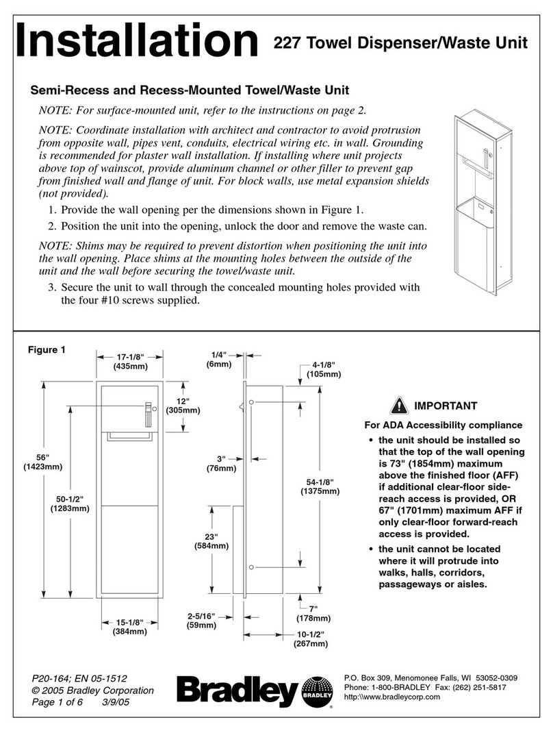 Bradley 227 Towel Dispenser Installation