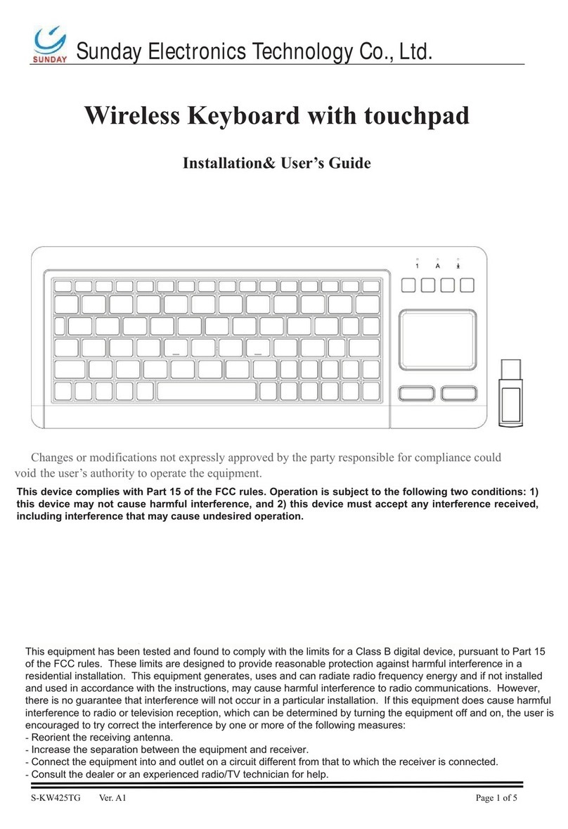 Sunday Electronics Technology Co., Ltd. S-KW425TG Installation & user guide