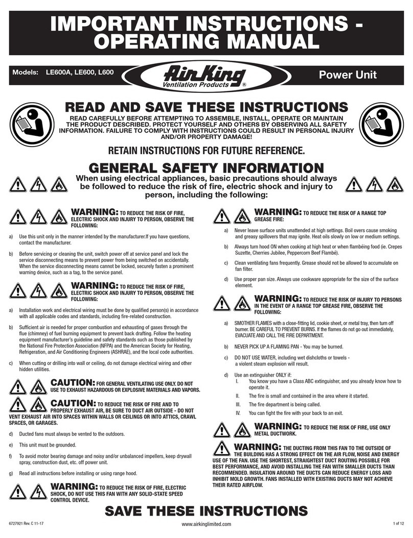 Air King LE600A Instructions and operating manual Air King LE600A Instructions and operating manual