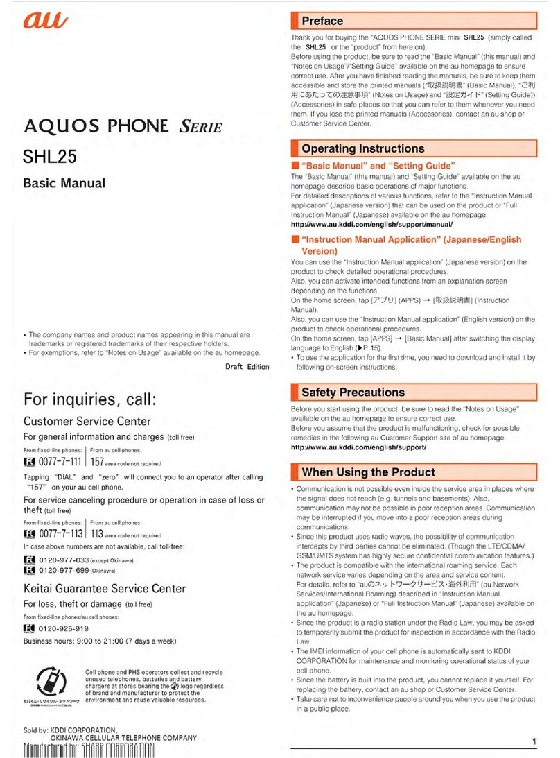 Sharp AQUOS SHL25 Installation guide