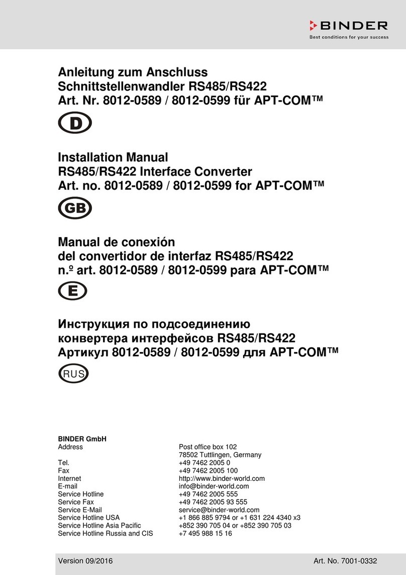 Binder 8012-0589 installation manual