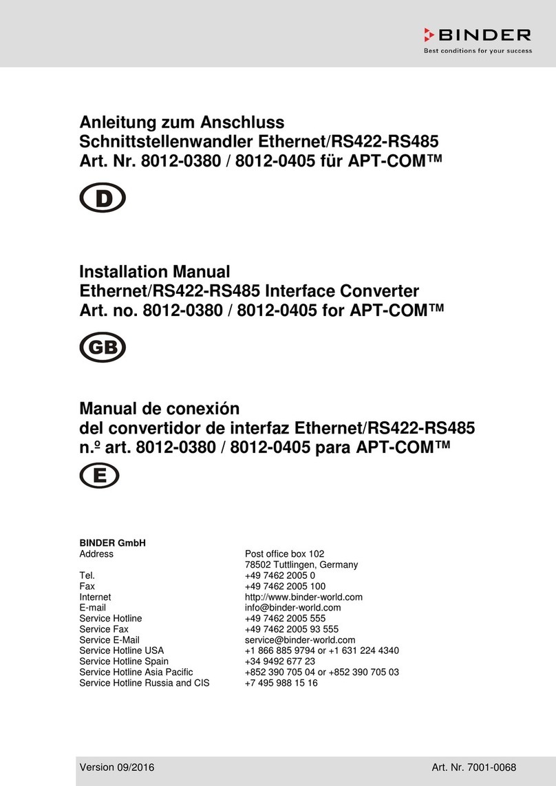 Binder 8012-0405 installation manual Binder 8012-0405 installation manual