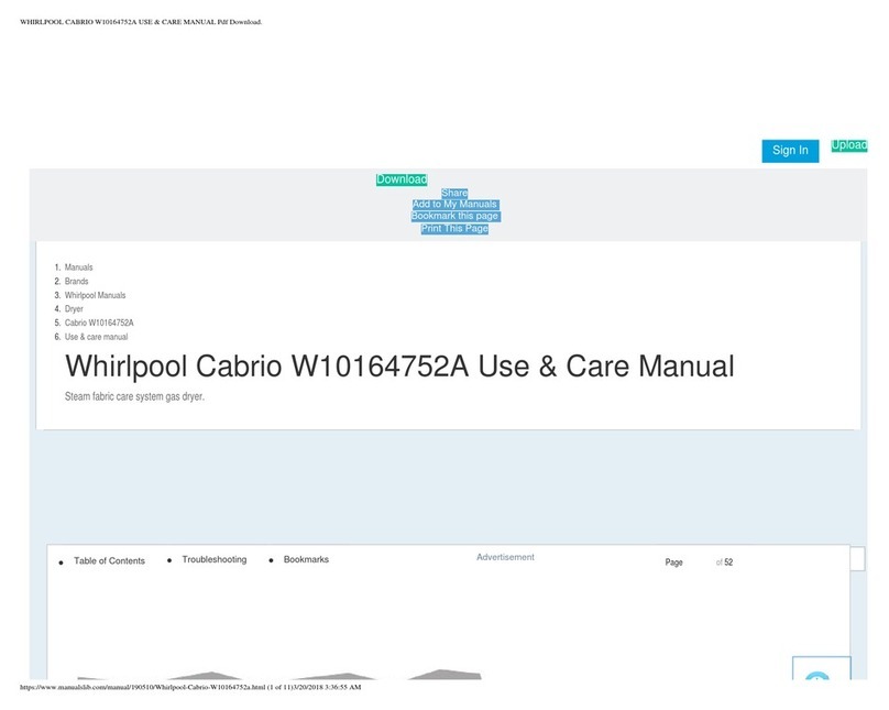 Whirlpool cabrio W10164751A User manual