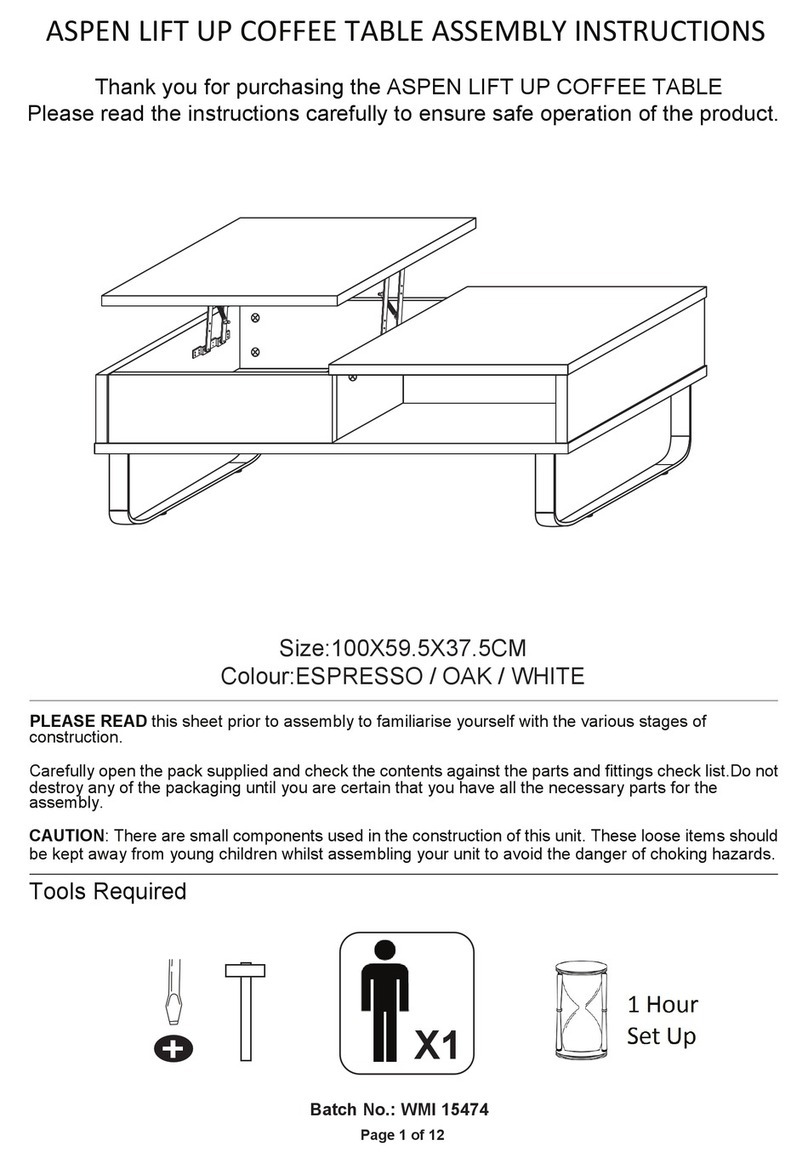 Right Deals UK ASPEN LIFT UP COFFEE TABLE Assembly instructions
