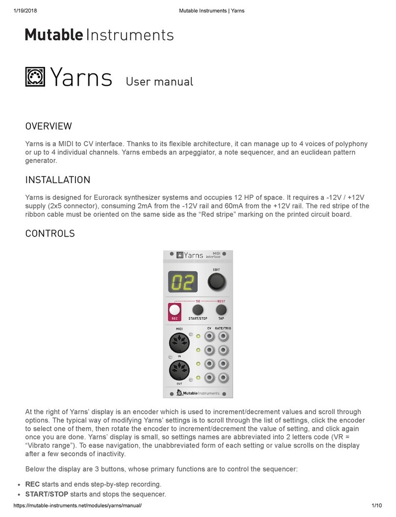 Mutable Instruments Yarns user manual Mutable Instruments Yarns user manual