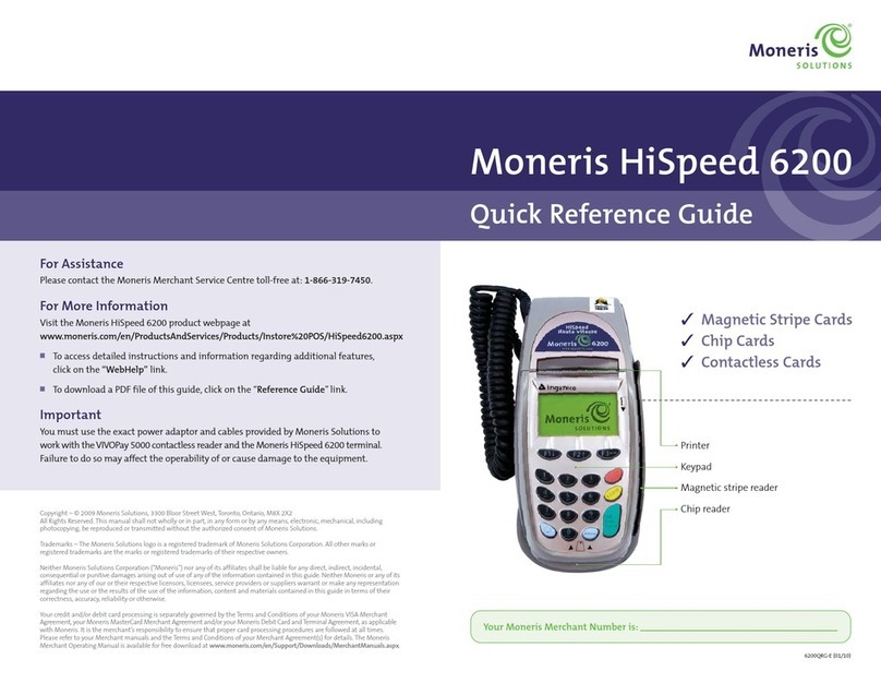 Moneris hispeed 6200 User manual