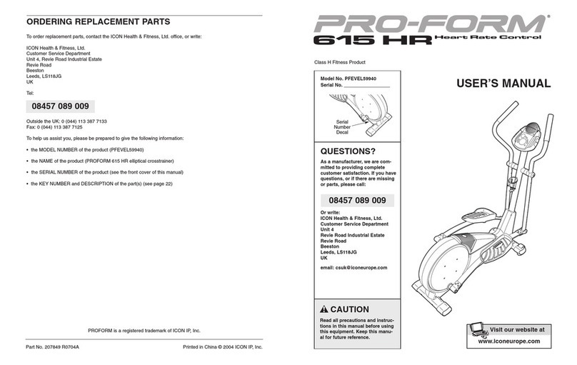 Pro-Form 615 HR User manual