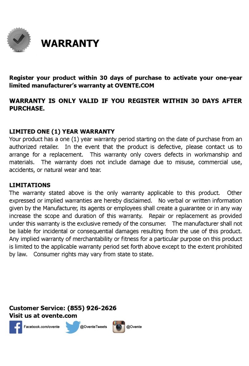 Ovente MPT85 Series instruction manual