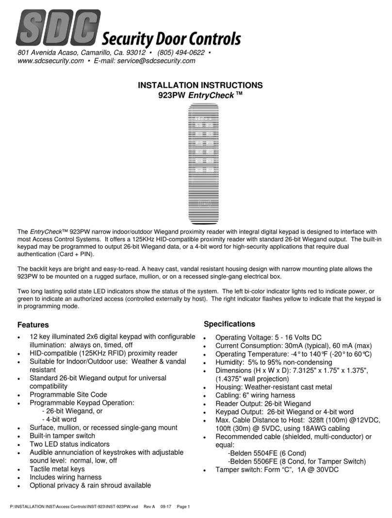 SDC 923PW EntryCheck installation instructions SDC 923PW EntryCheck installation instructions