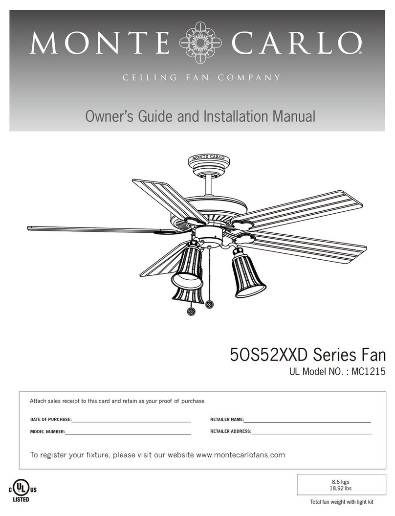 Monte Carlo Fan Company MC1215 Owner's guide and installation instructions Monte Carlo Fan Company MC1215 Owner's guide and installation instructions