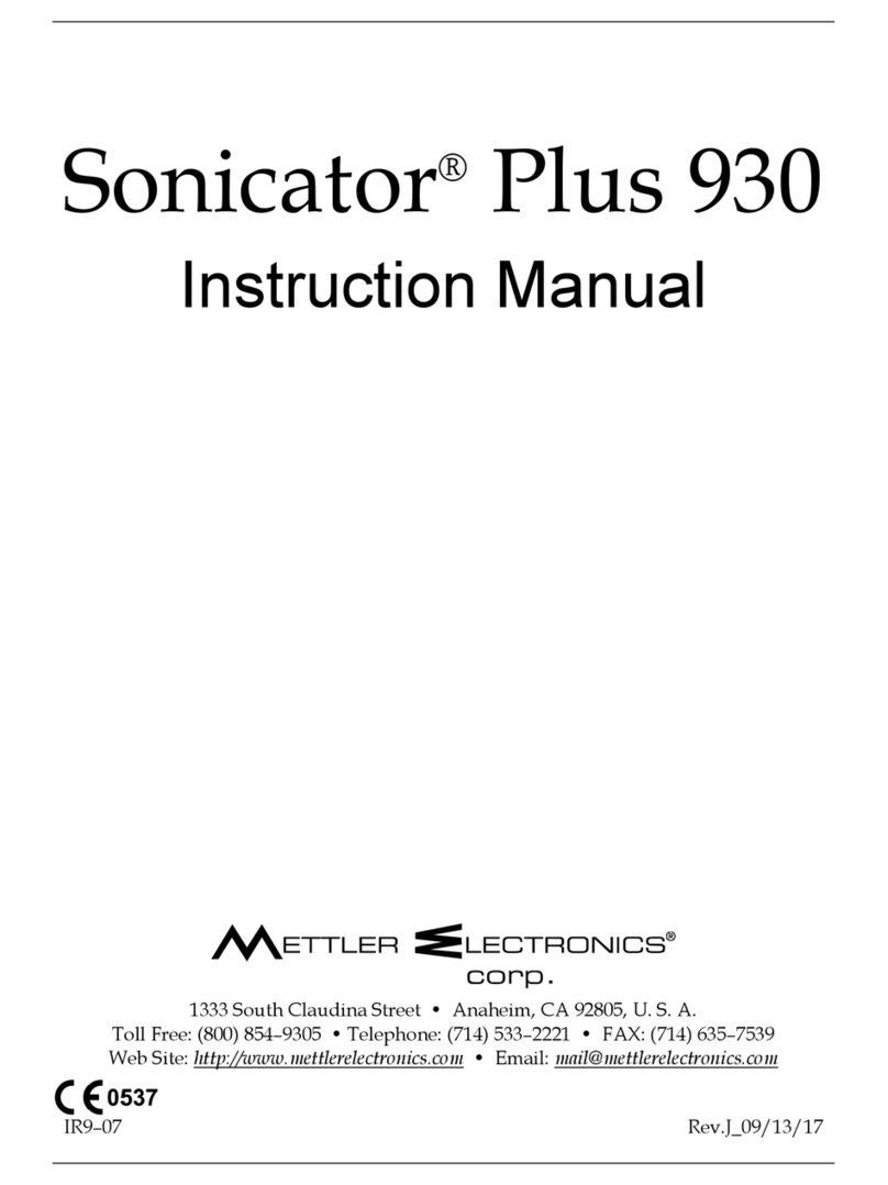 Mettler Electronics Sonicator Plus 930 instruction manual Mettler Electronics Sonicator Plus 930 instruction manual