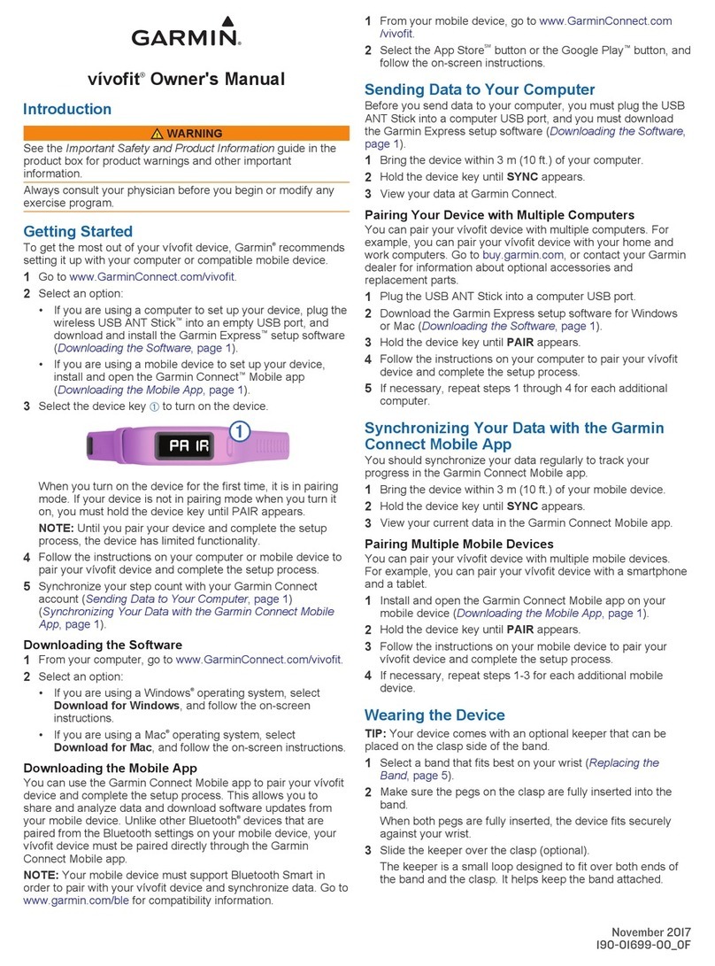 Garmin Vivofit owner's manual
