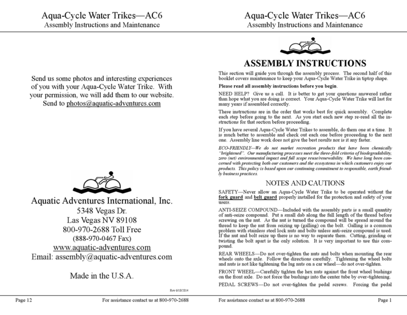 Aquatic Adventures Aqua-Cycle AC6 Assembly and maintenance instructions