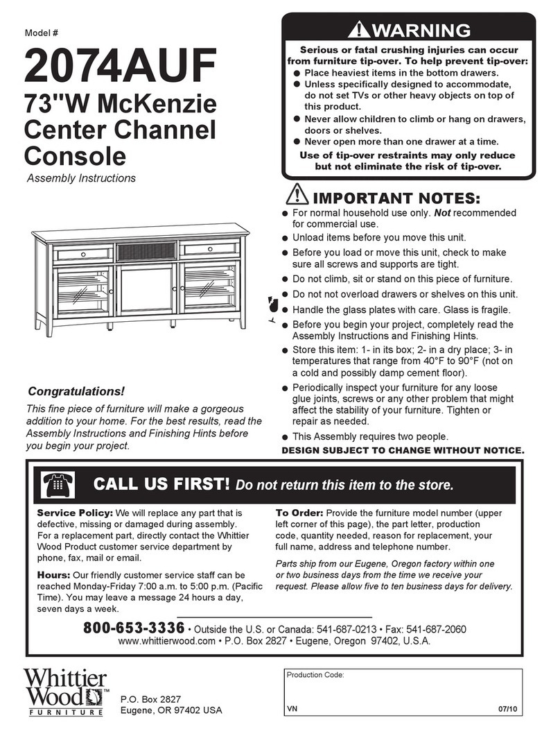 Whittier Wood 2074AUF Assembly instructions