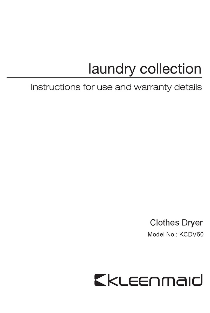 Kleenmaid KCDV60 Instructions for use and warranty details Kleenmaid KCDV60 Instructions for use and warranty details