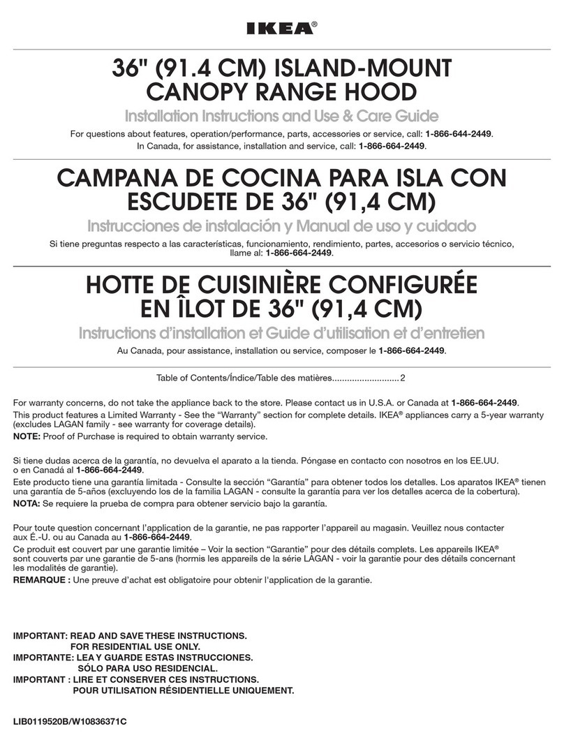 IKEA IHI75UC6FS0 Installation Instructions and Use & Care Guide