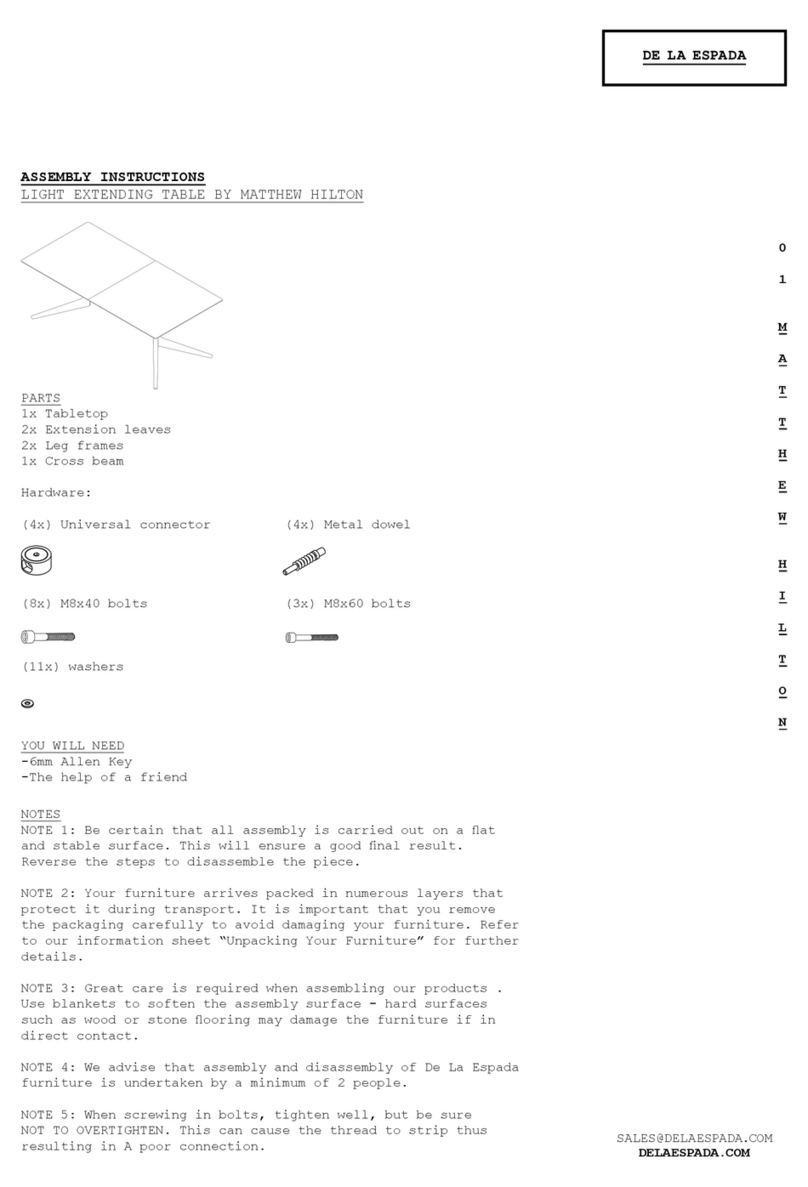 De La Espada LIGHT EXTENDING TABLE BY MATTHEW HILTON User manual