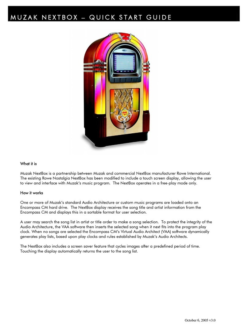 Rowe MUZAK NEXTBOX quick start guide