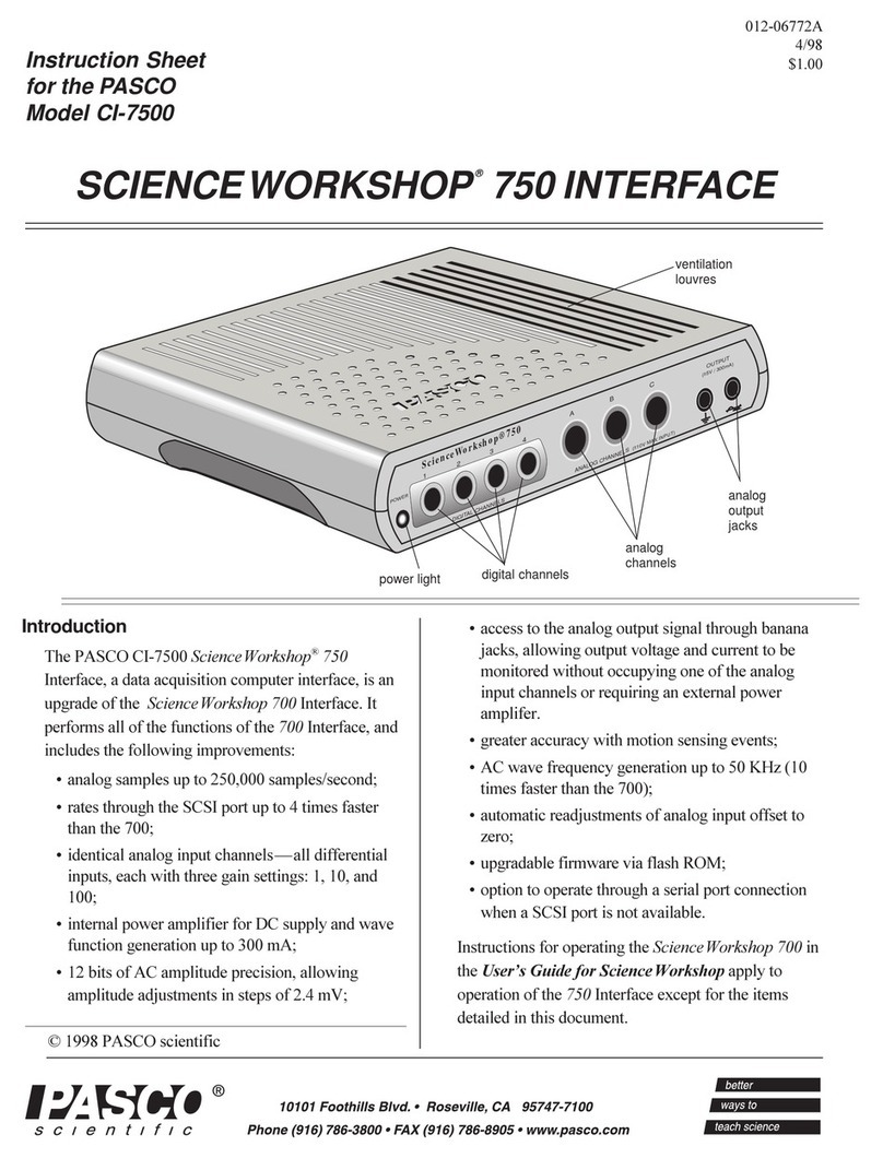 PASCO SCIENCEWORKSHOP 750 instruction sheet