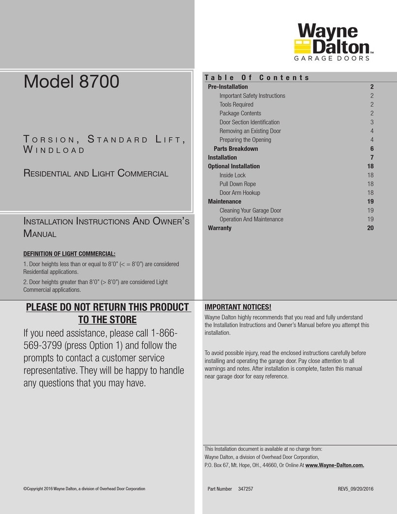 Wayne-Dalton 8700 Installation instruction and owenrs manual