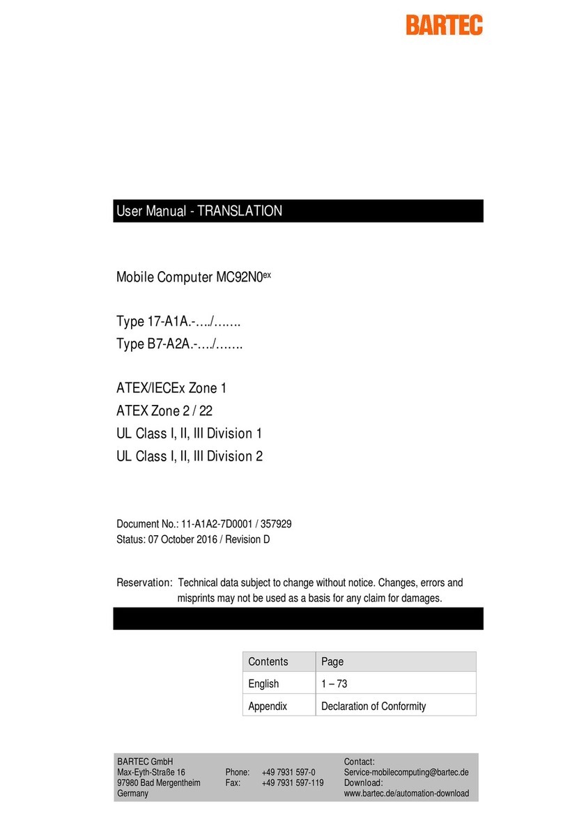 Bartec MC 92N0ex Series user manual
