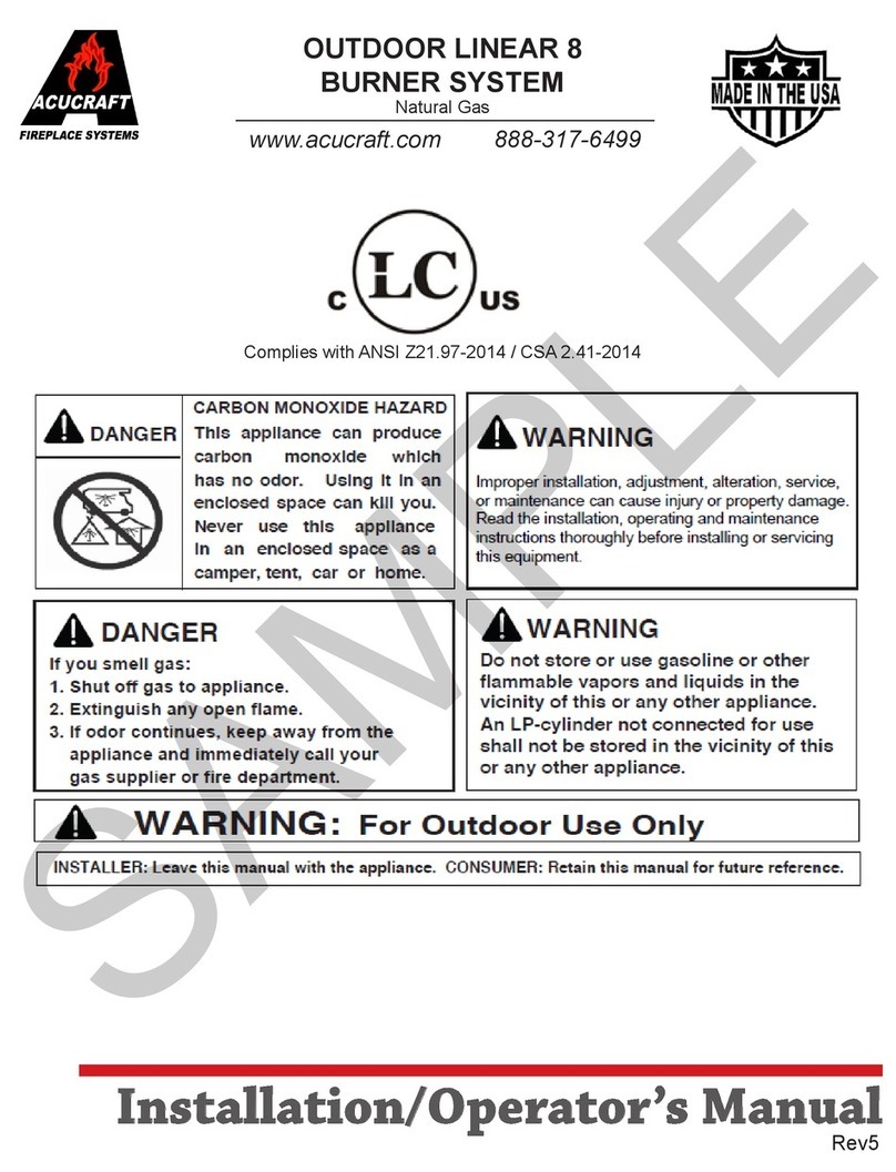 Acucraft Outdoor Linear 8 Burner System Installation & operator's manual