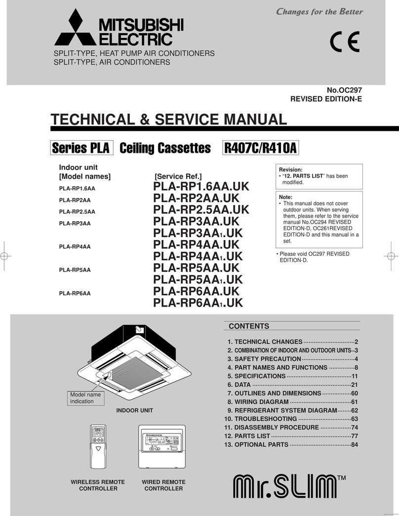 Mitsubishi Electric PLA-RP1.6AA User manual Mitsubishi Electric PLA-RP1.6AA User manual