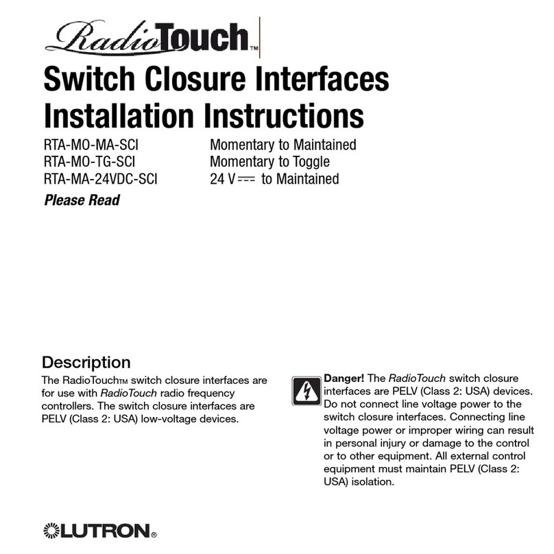 Lutron Electronics RadioTouch RTA-MO-TG-SCI installation instructions