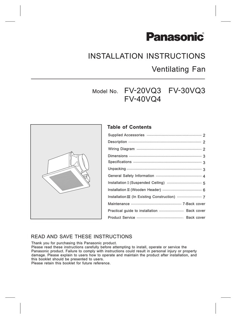 Panasonic WhisperCeiling FV-20VQ3 installation instructions