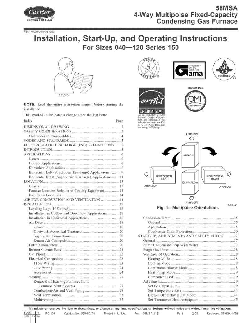 Carrier 58MSA040-08 Installation, start-up, and operating instructions