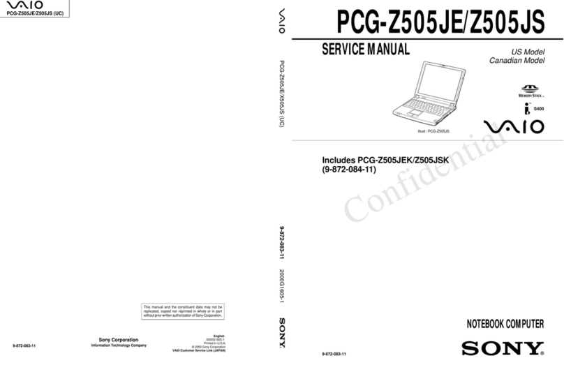 Sony PCG-Z505JE - VAIO - PIII 500 MHz User manual
