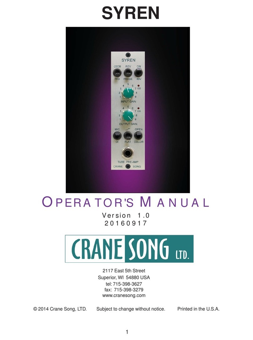 Crane Song Syren Operator's manual