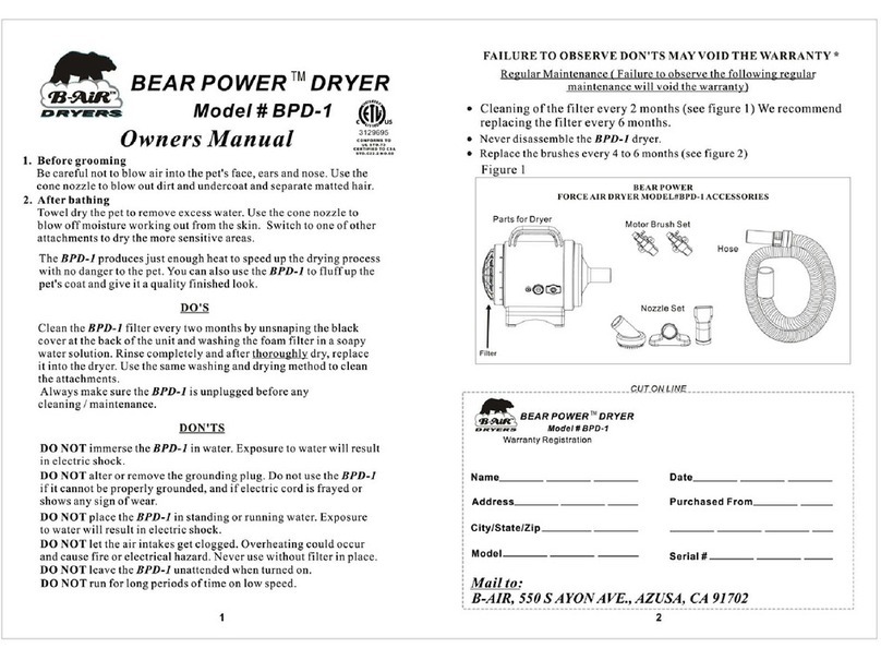 B-Air Bear Power BPD-1 owner's manual