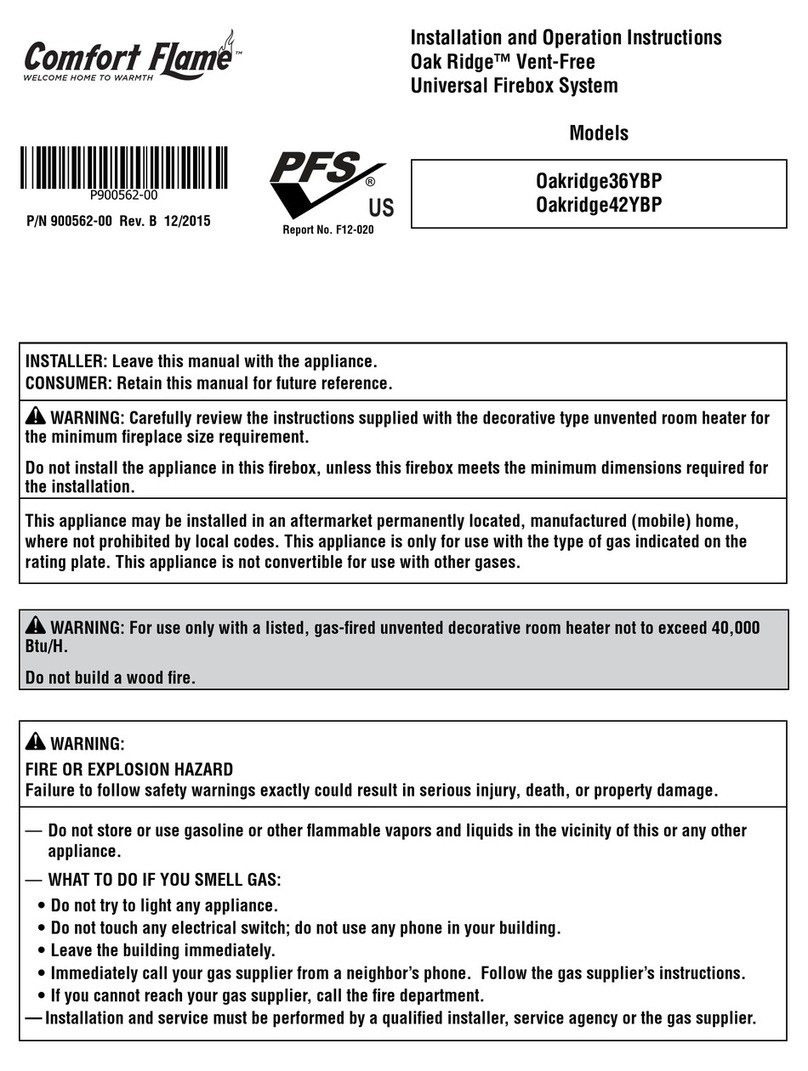 Comfortflame Oakridge36YBP Installation and operation instructions Comfortflame Oakridge36YBP Installation and operation instructions