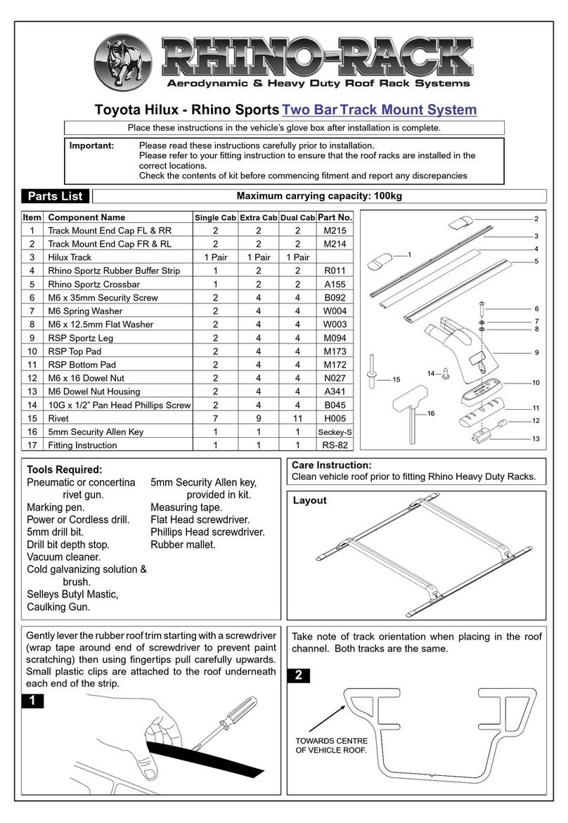 Rhino-Rack RSPTS03 installation instructions Rhino-Rack RSPTS03 installation instructions