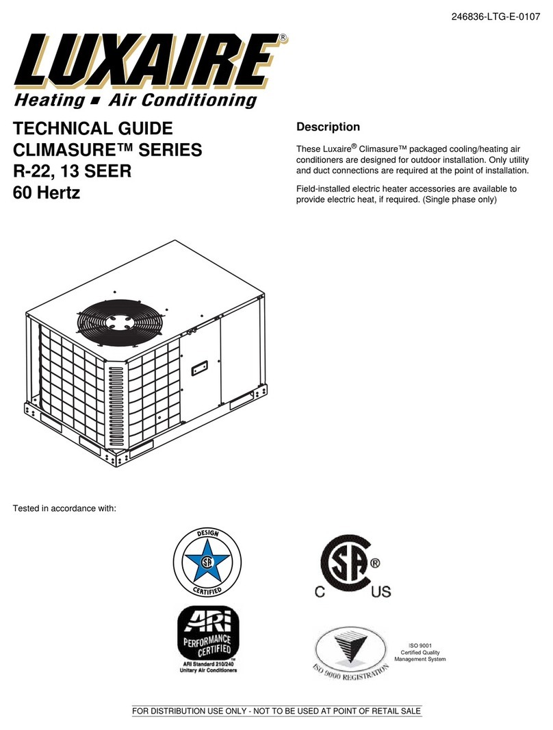 Luxaire Climasure PAC030 Quick start guide