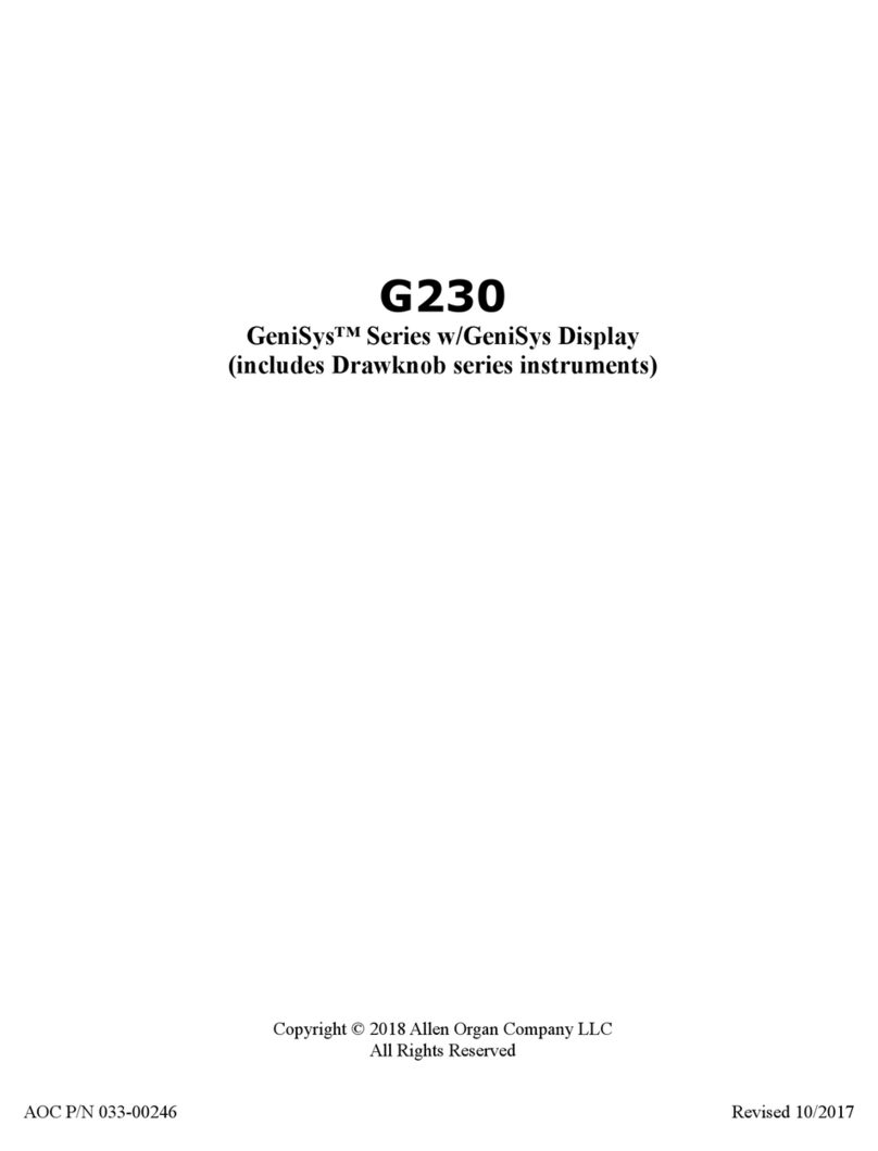 Allen Organ Company LLC GeniSys Series G230 owner's manual