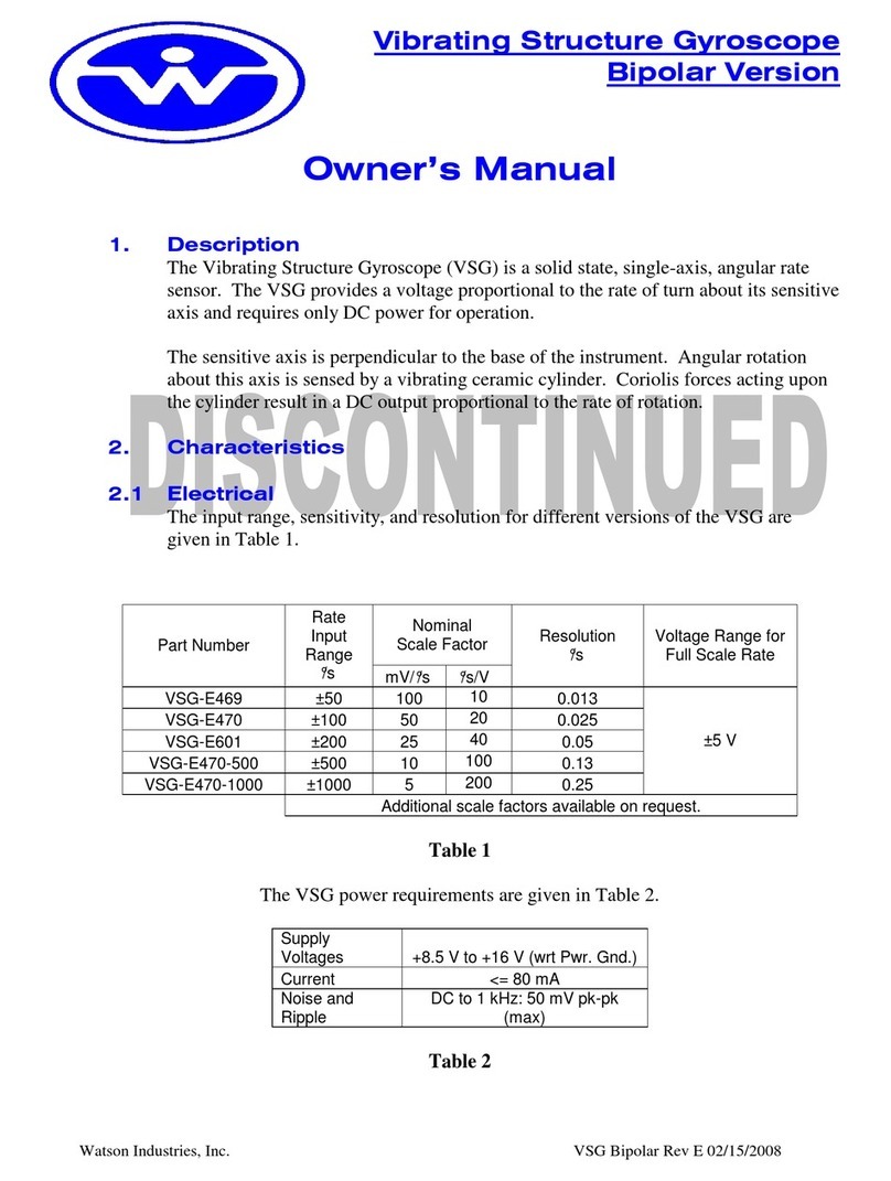 WATSON INDUSTRIES VSG-E469 owner's manual