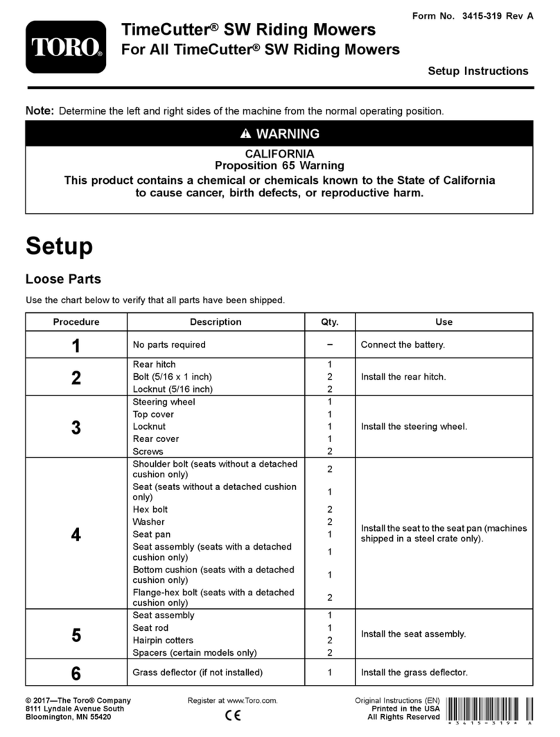 Toro TimeCutter SW series Setup instructions