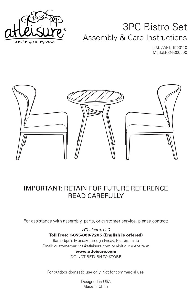 Atleisure 1500140 Assembly & care instructions Atleisure 1500140 Assembly & care instructions