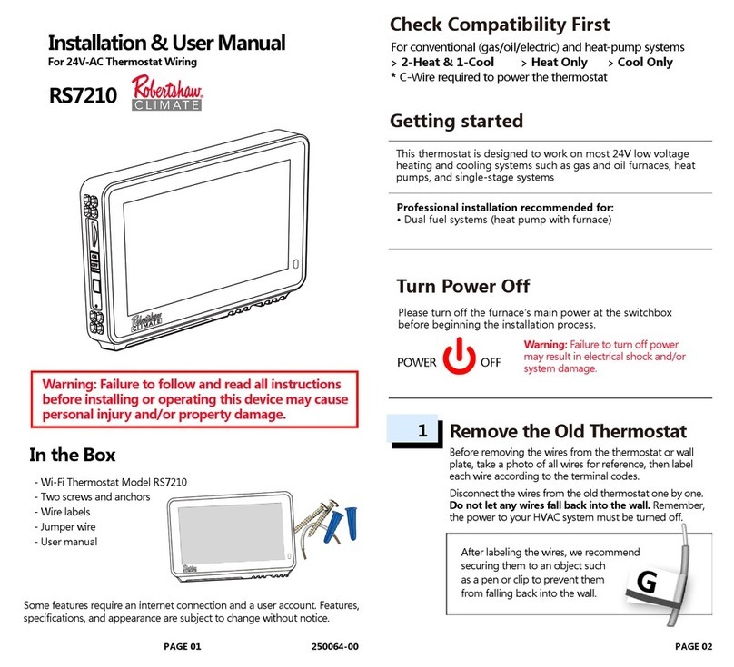 Robertshaw RS7210 Installation & user manual